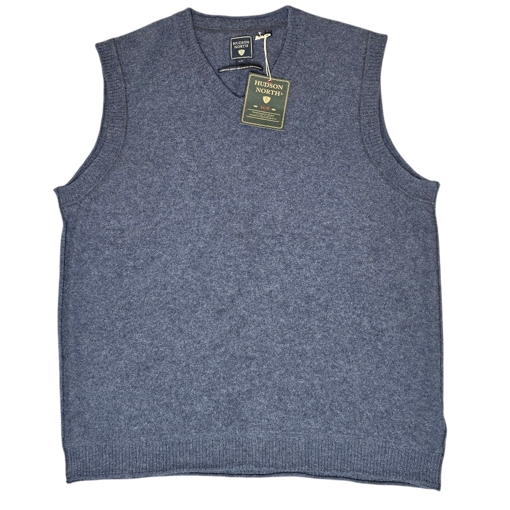 Hudson North Blue Sleeveless Sweater Vest Size L Lambswool